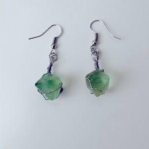 Handmade raw citrine natural gemstone earrings